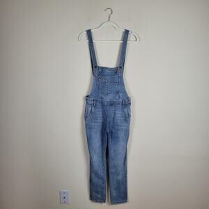 Free People Overalls 26 Blue Denim Bib Skinny Jumpsuit Boho Festival Hippie